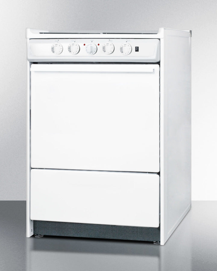 Summit 24" Electric Range with Waist-High Broiler and Adjustable Racks White - WEM610R