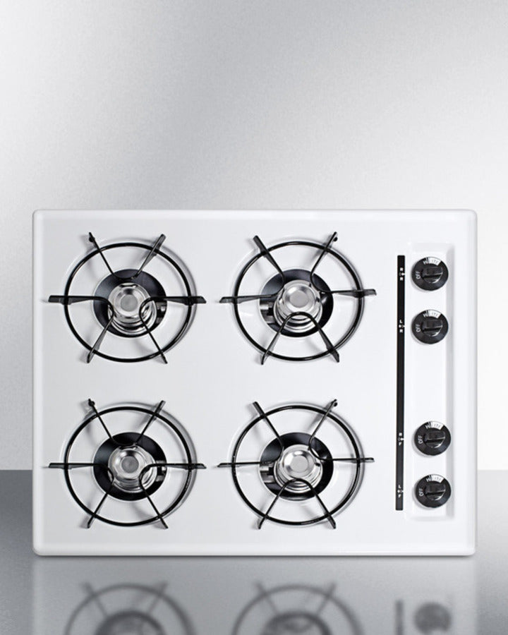 Summit 24" Wide 4 Burner Gas Cooktop White - WNL03P