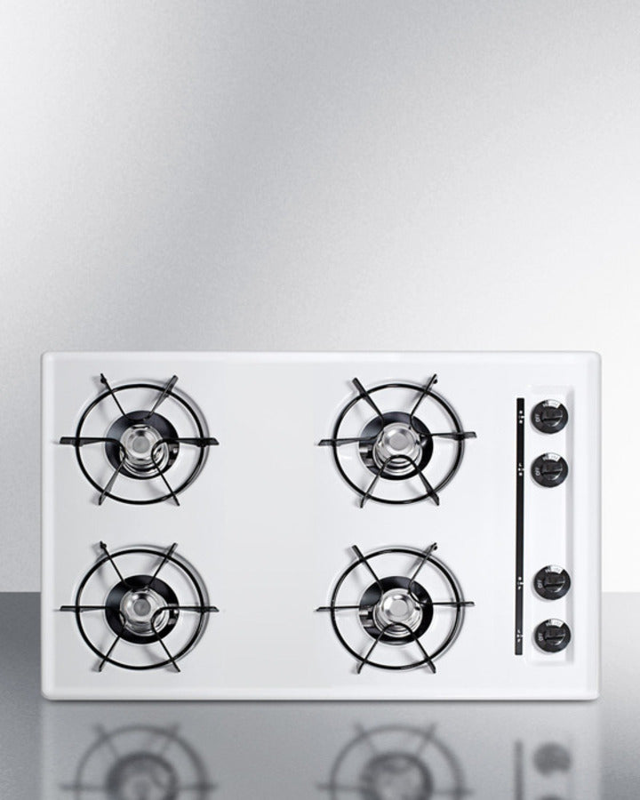 Summit 30" Wide 4 Burner Gas Cooktop White - WNL053