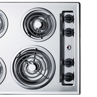 Summit 24" Wide 230V 4-Burner Coil Cooktop Stainless Steel - ZEL03