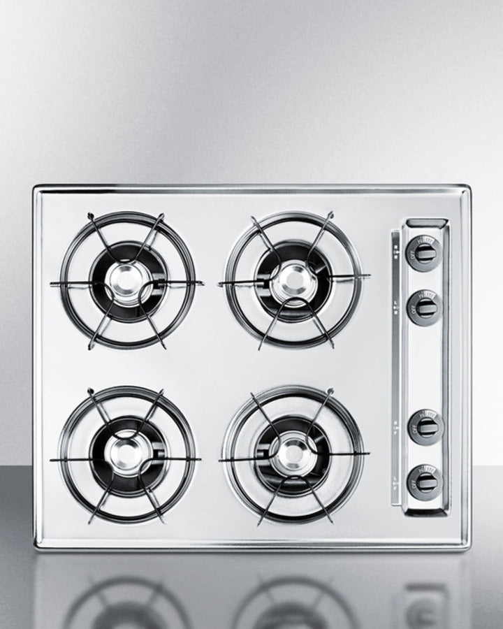 Summit 24" Wide 4 Burner Gas Cooktop Stainless Steel - ZNL03P