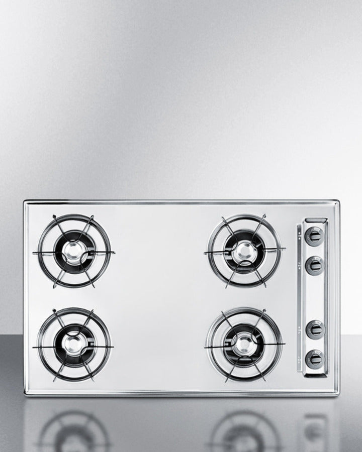 Summit 30" Wide 4 Burner Gas Cooktop Stainless Steel - ZNL053