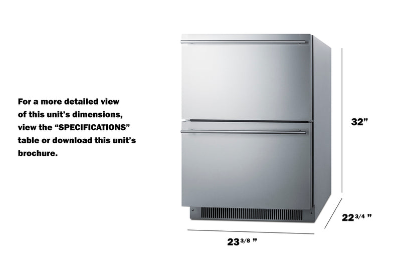 Summit - 24-Inch Wide 2-Drawer All-Freezer, ADA Compliant - ADFD2D24