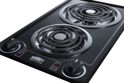 Summit - 12" Wide 230V 2-Burner Coil Cooktop - CCE226BL