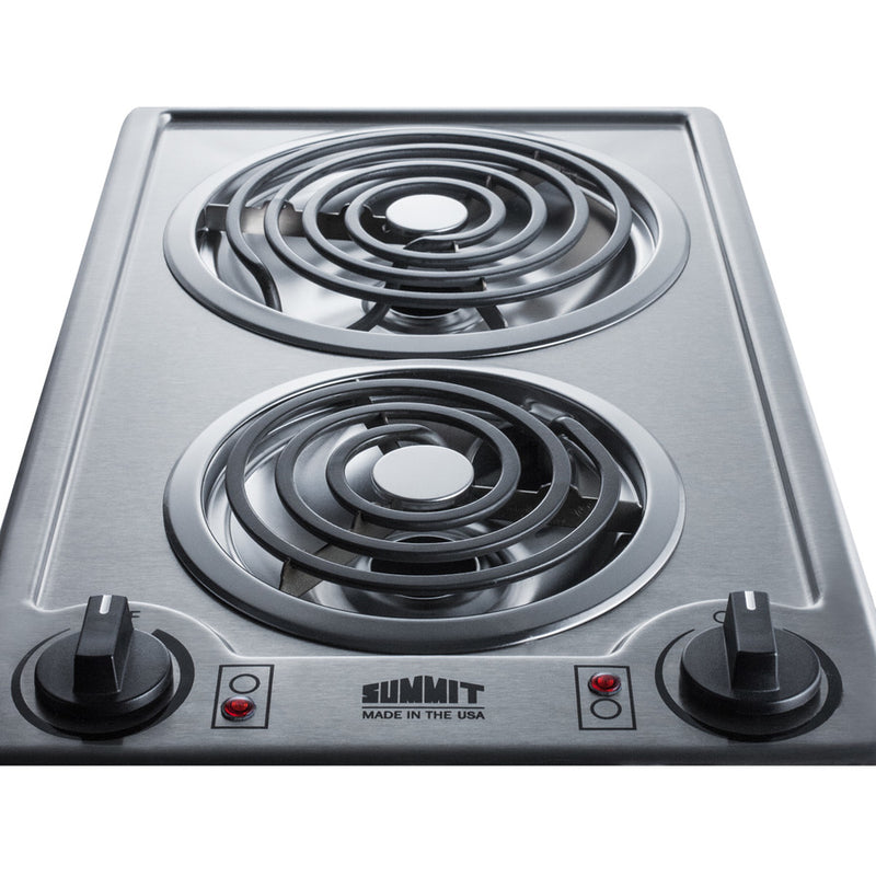 Summit - 12" Wide 230V 2-Burner Coil Cooktop - CCE227SS