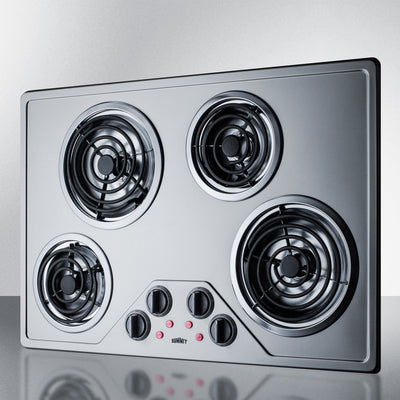 Summit - 30" Wide 230V 4-Burner Coil Cooktop - CR430SS