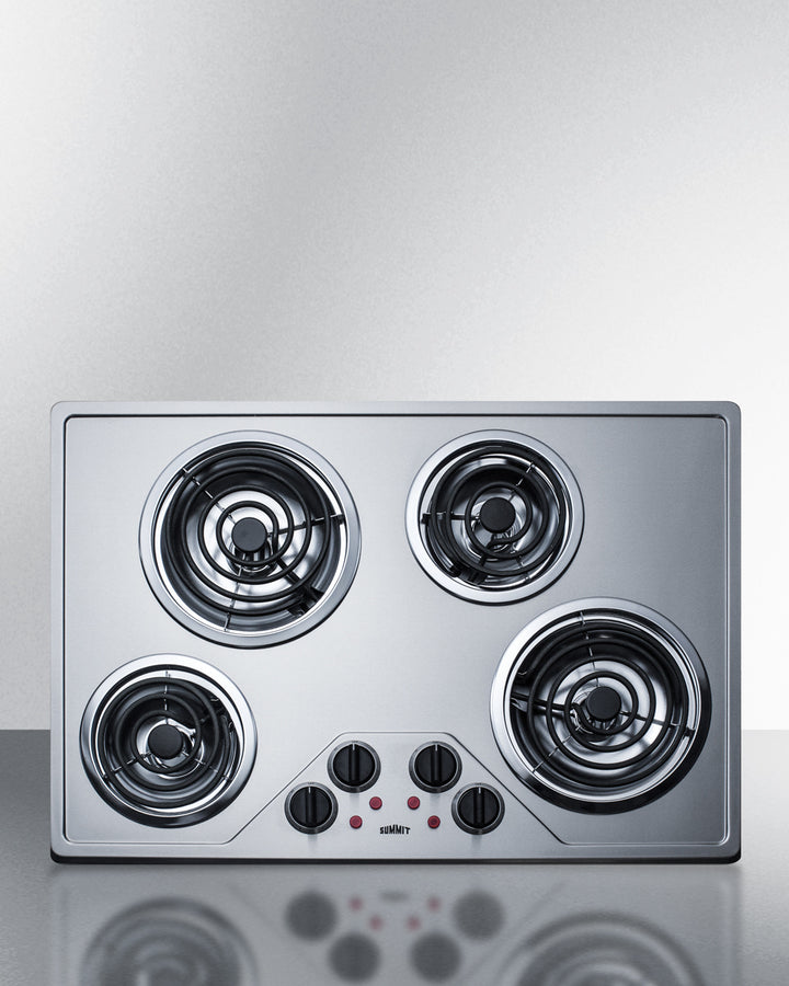 Summit - 30" Wide 230V 4-Burner Coil Cooktop - CR430SS