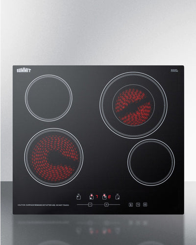 Summit - 24" Wide 230V 4-Burner Radiant Cooktop - CR4B23T5B