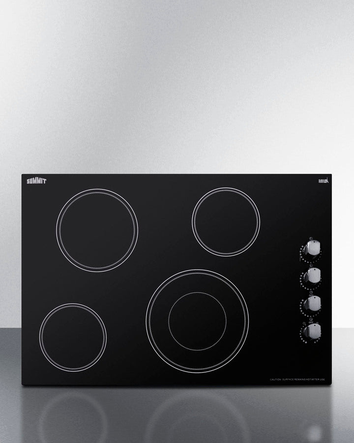 Summit - 30" Wide 208-240V 4-Burner Radiant Cooktop - CR4B30MB