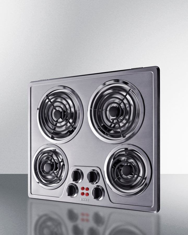 Summit - 24" Wide 240V 4-Burner Coil Cooktop - CR4SS24