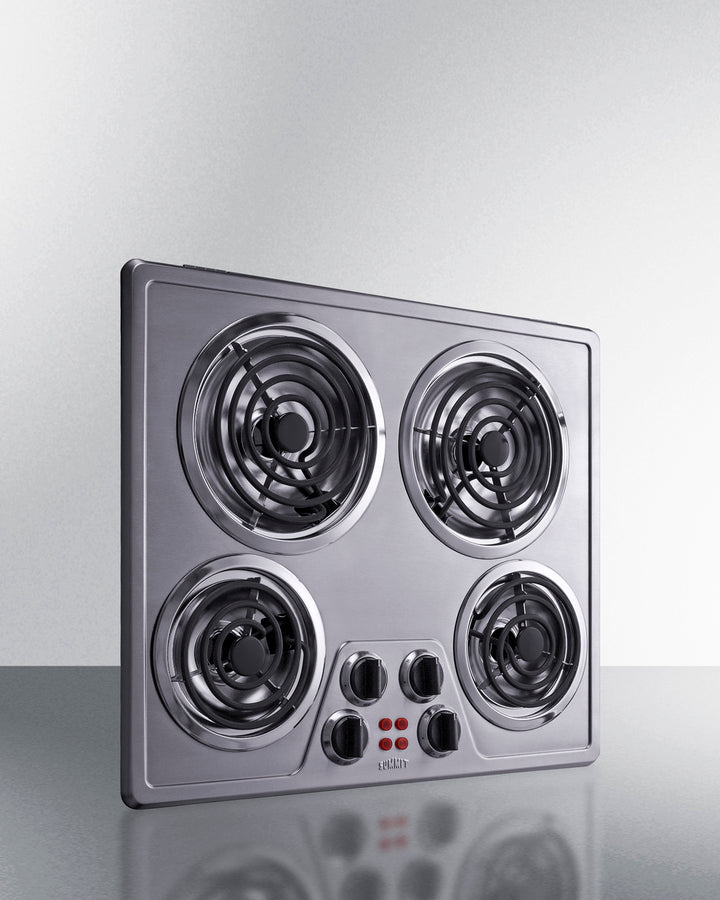 Summit - 24" Wide 240V 4-Burner Coil Cooktop - CR4SS24