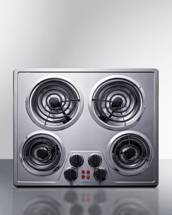 Summit - 24" Wide 240V 4-Burner Coil Cooktop - CR4SS24