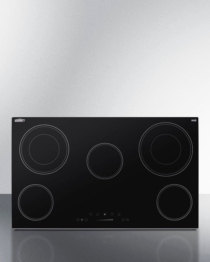 Summit - 36" Wide 208-240V 5-Burner Radiant Cooktop - CR5B36T9B