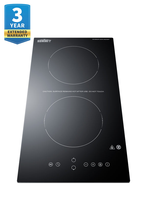 Summit - 12" Wide 115V 2-Burner Radiant Cooktop With Safety Shutoff - CRH2BT30115