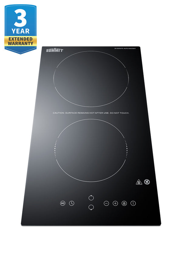 Summit - 12" Wide 230V 2-Burner Radiant Cooktop With Safety Shutoff - CRH2BT30230