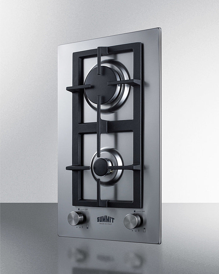 Summit - 12" Wide 2-Burner Gas Cooktop In Stainless Steel - GCJ2SS