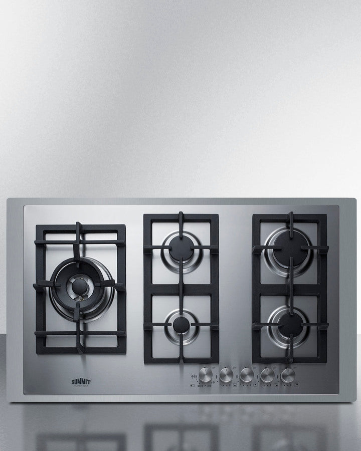 Summit - 36" Wide 5-Burner Propane Gas Cooktop In Stainless Steel - GCJ536SSLPTK