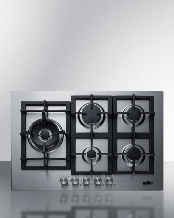 Summit - 30" Wide 5-Burner Propane Gas Cooktop In Stainless Steel - GCJ5SSLP