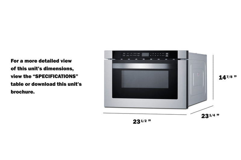 Summit - 24" Wide Built-In Drawer Microwave - MDR245SS