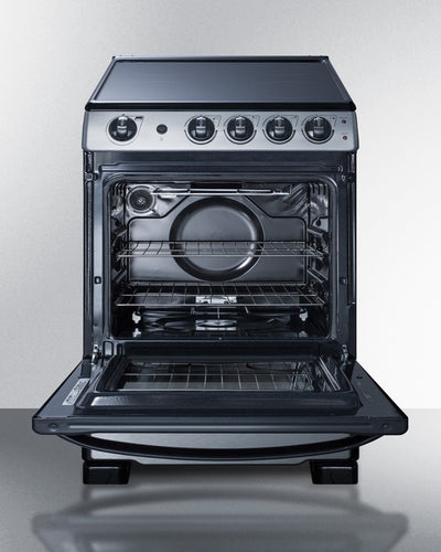 Summit - 24" Wide Electric Range & Convertible Hood - REXH24RSS