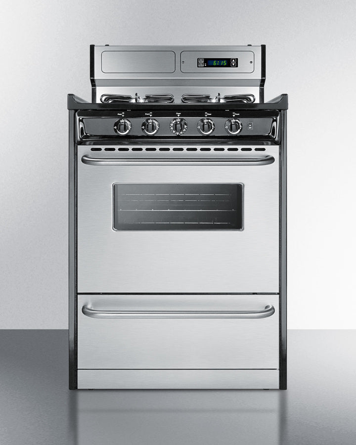 Summit - 24" Wide Gas Range, Sealed Burners - TTM6307BKSW