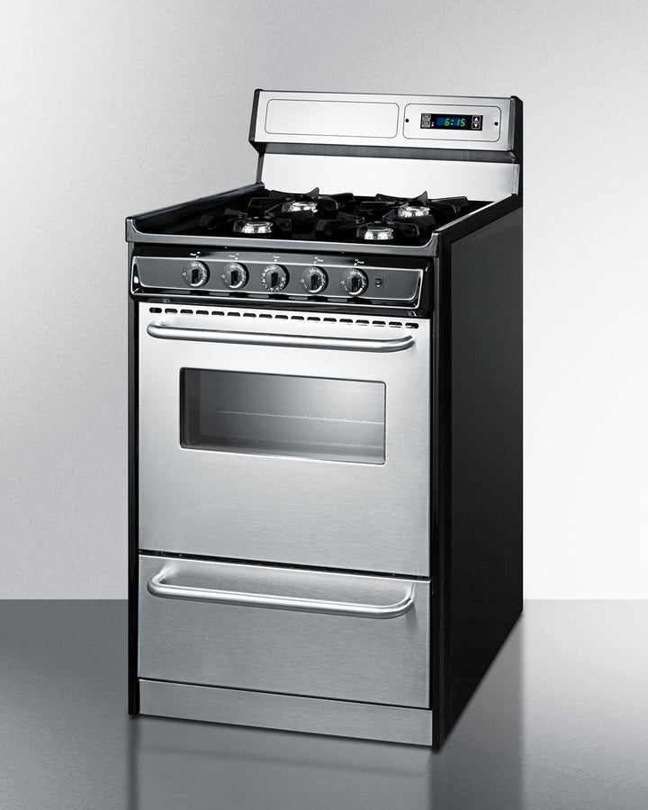 Summit - 20" Wide Gas Range, Open Burners - TNM1307BKW