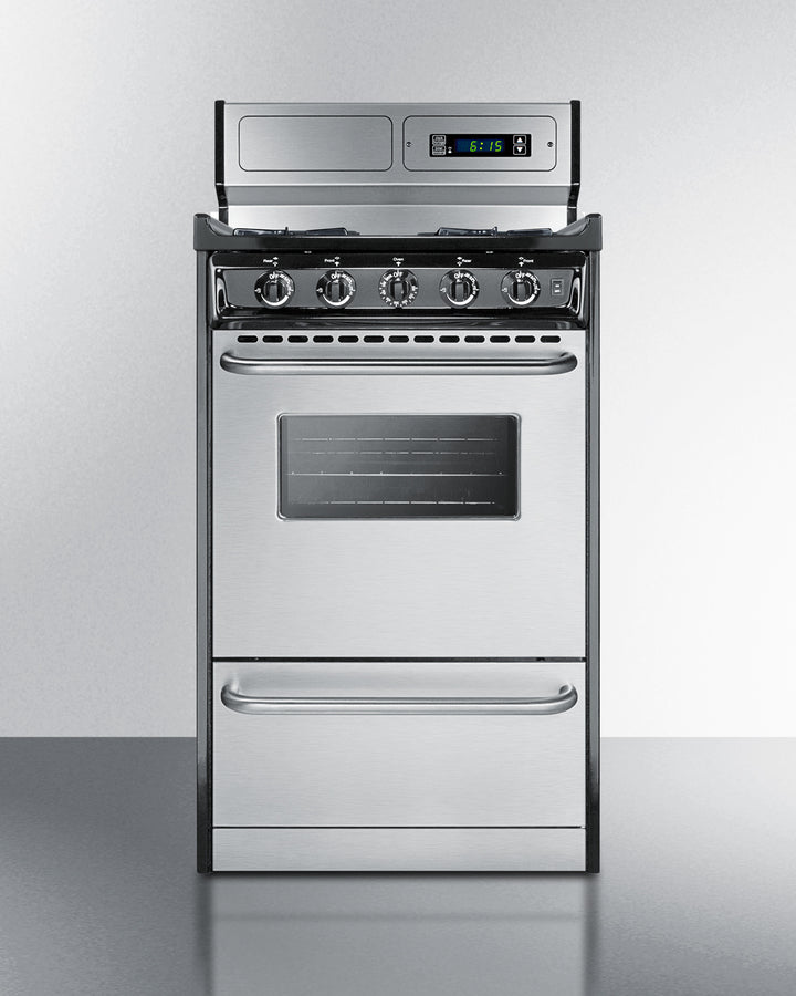 Summit - 20" Wide Gas Range, Open Burners - TNM1307BKW