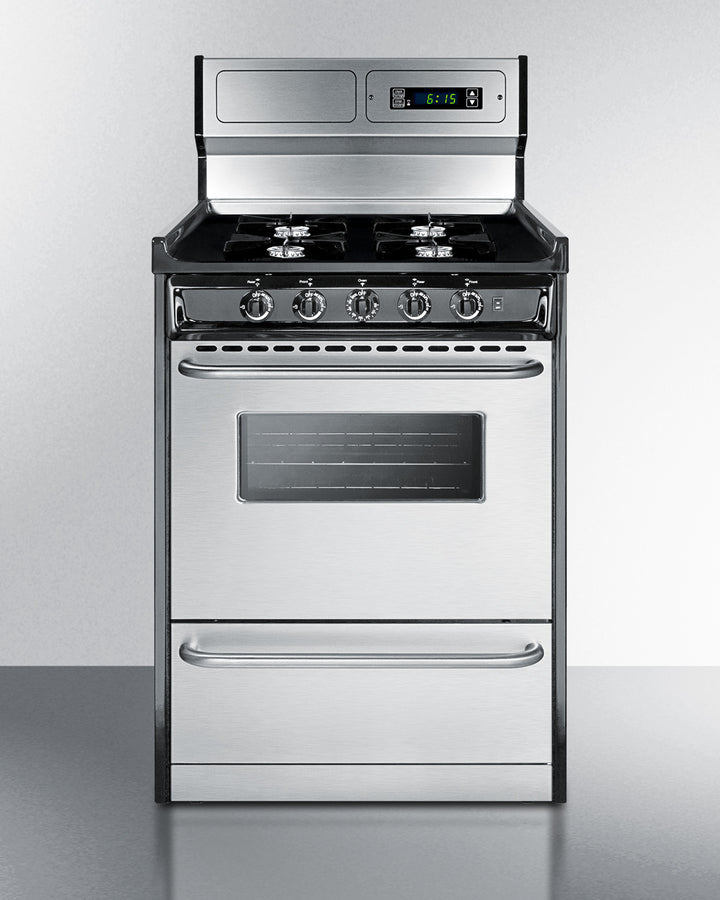 Summit - 24" Wide Gas Range, Open Burners - TNM6307BKW