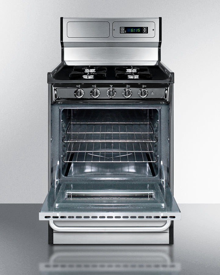 Summit - 24" Wide Gas Range, Open Burners - TNM6307BKW