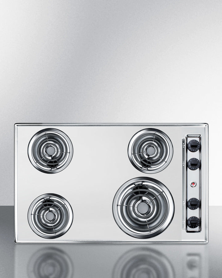 Summit - 30" Wide 230V 4-Burner Coil Cooktop - ZEL05