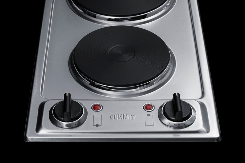 Summit - 12" Wide 115V 2-Burner Solid Disk Cooktop - CSD2B115