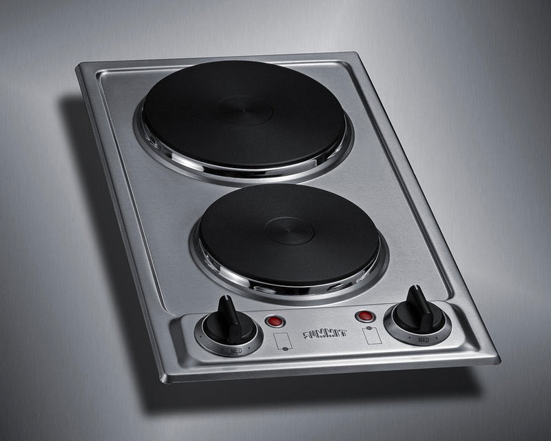 Summit - 12" Wide 115V 2-Burner Solid Disk Cooktop - CSD2B115