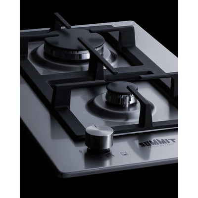 Summit - 12" Wide 2-Burner Propane Gas Cooktop In Stainless Steel - GCJ2SSLP