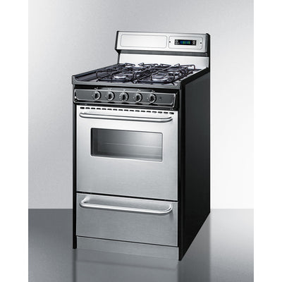 Summit - 20" Wide Gas Range, Sealed Burners - TTM1307BKSW