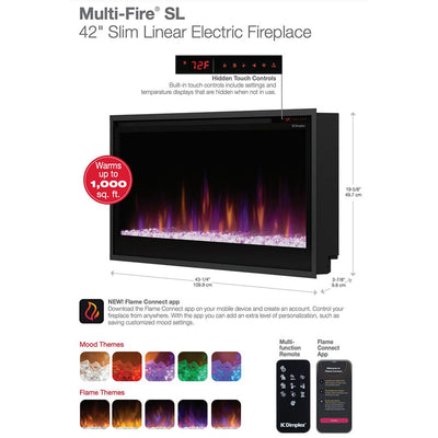 Dimplex Multi-Fire SL Built-In Electric Fireplace 42-Inch- PLF4214-XS