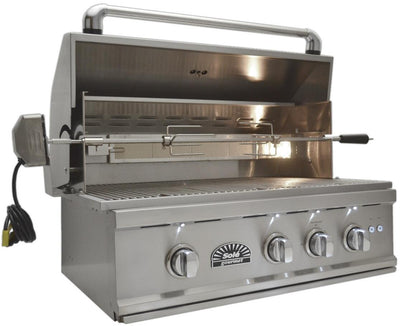 Sole Gourmet TR Series - 32-Inch 3-Burner Built-In Grill with Lights and Rotisserie - Natural Gas - 321BQRTRL