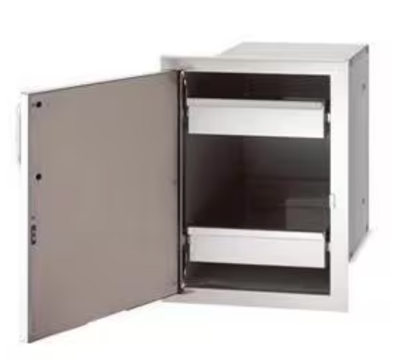 Fire Magic Select 14-Inch Left-Hinged Enclosed Cabinet Storage With Drawers - 33820-SL