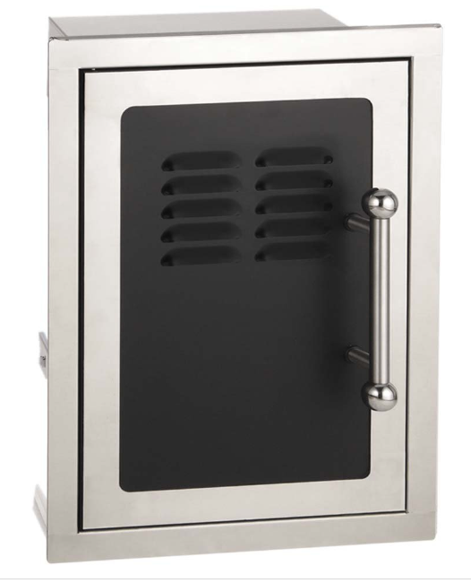 Fire Magic Echelon Black Diamond 14-Inch Left-Hinged Louvered Single Access Door W/ Propane Tank Storage & Soft Close - 53820HSC-TL