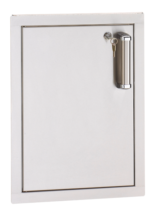 Fire Magic 14-Inch Premium Flush Stainless Steel Left-Hinged Vertical Single Access Door with Lock and Soft Close - 53920KSC-L