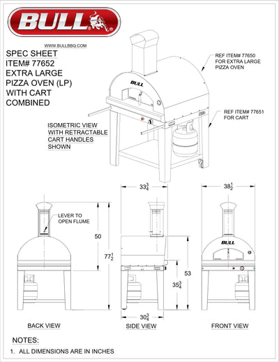 Bull Bull Extra Large Gas Pizza Oven Cart Bottom - 77651