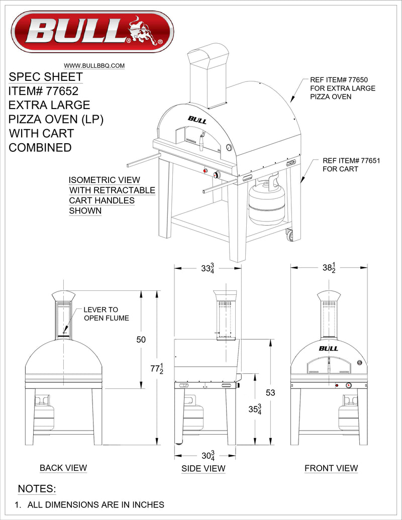 Bull Bull Extra Large Gas Pizza Oven Cart Bottom - 77651