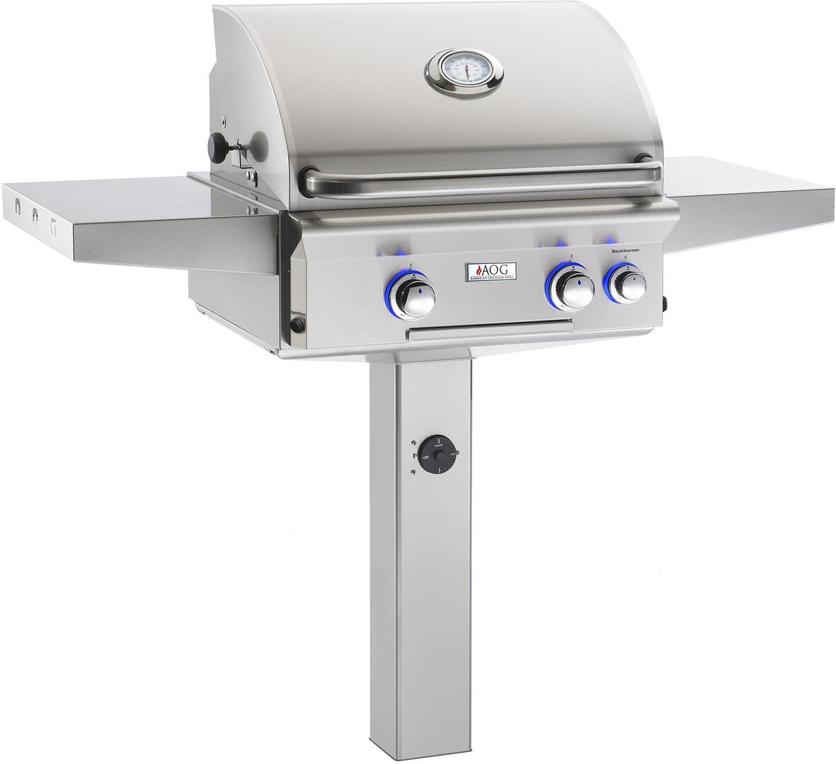 American Outdoor Grill Grill L-Series - 24-Inch 2-Burner Freestanding Grill on In-Ground Post - Natural Gas - AOG24NGL00SP