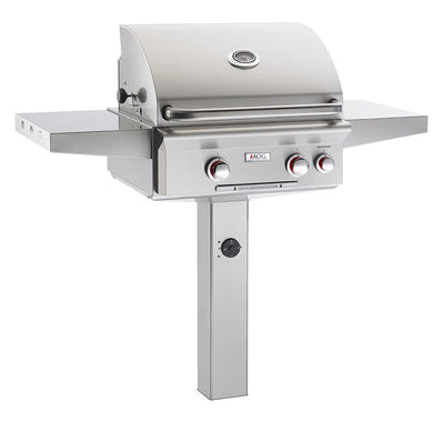 American Outdoor Grill T-Series - 24-Inch 2-Burner Freestanding Grill with Rotisserie on In-Ground Post - Natural Gas - AOG24NGT