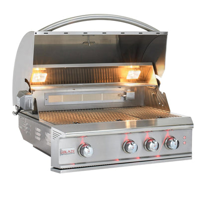 Open Box Blaze Professional LUX - 34-Inch 3-Burner Built-In Grill - Liquid Propane Gas with Rear Infrared Burner - BLZ-3PRO-LP-OB