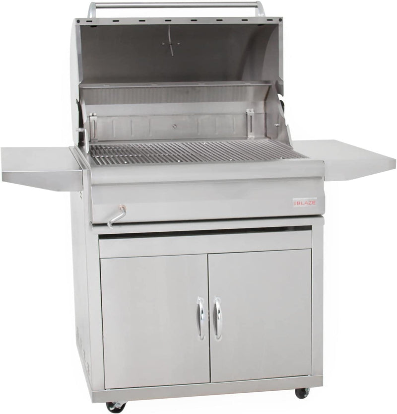 Blaze 32-Inch Stainless Steel Charcoal Grill With Adjustable Charcoal Tray - BLZ-4-CHAR + BLZ-4-CART-SC