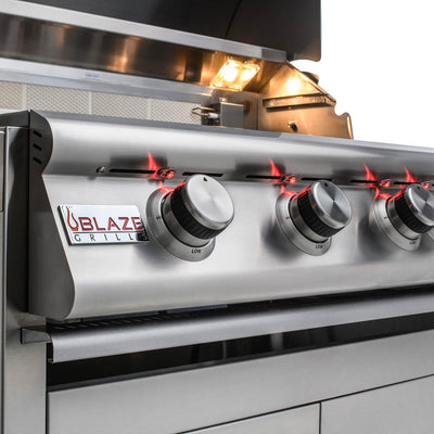 Open Box Blaze Premium - LTE 32-Inch 4-Burner Built-In Grill - Natural Gas with Rear Infrared Burner & Grill Lights - BLZ-4LTE2-NG-OB