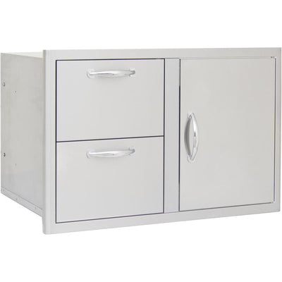 Blaze 32-Inch Access Door & Stainless Steel Double Drawer Combo - BLZ-DDC-R-LTSC