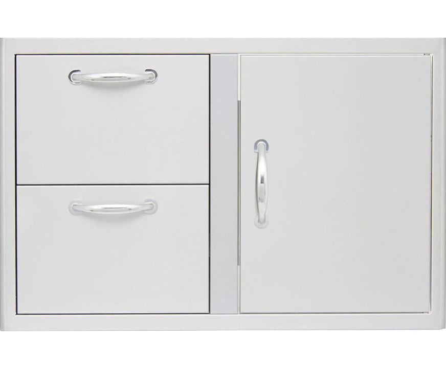 Blaze 32-Inch Access Door & Stainless Steel Double Drawer Combo - BLZ-DDC-R-LTSC