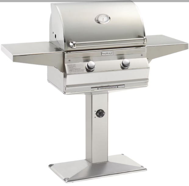 Fire Magic Choice Multi-User - 24-Inch 2-Burner Patio Post Grill with Analog Thermometer - Natural Gas - CM430S-RT1N-P6