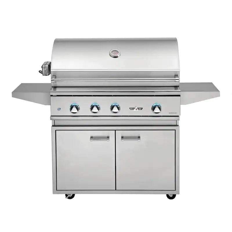 Delta Heat - 38-Inch 3-Burner Freestanding Grill with Sear Zone and Infrared Rotisserie Burner - Liquid Propane Gas - DHBQ38RS-DL + DHGB38-C